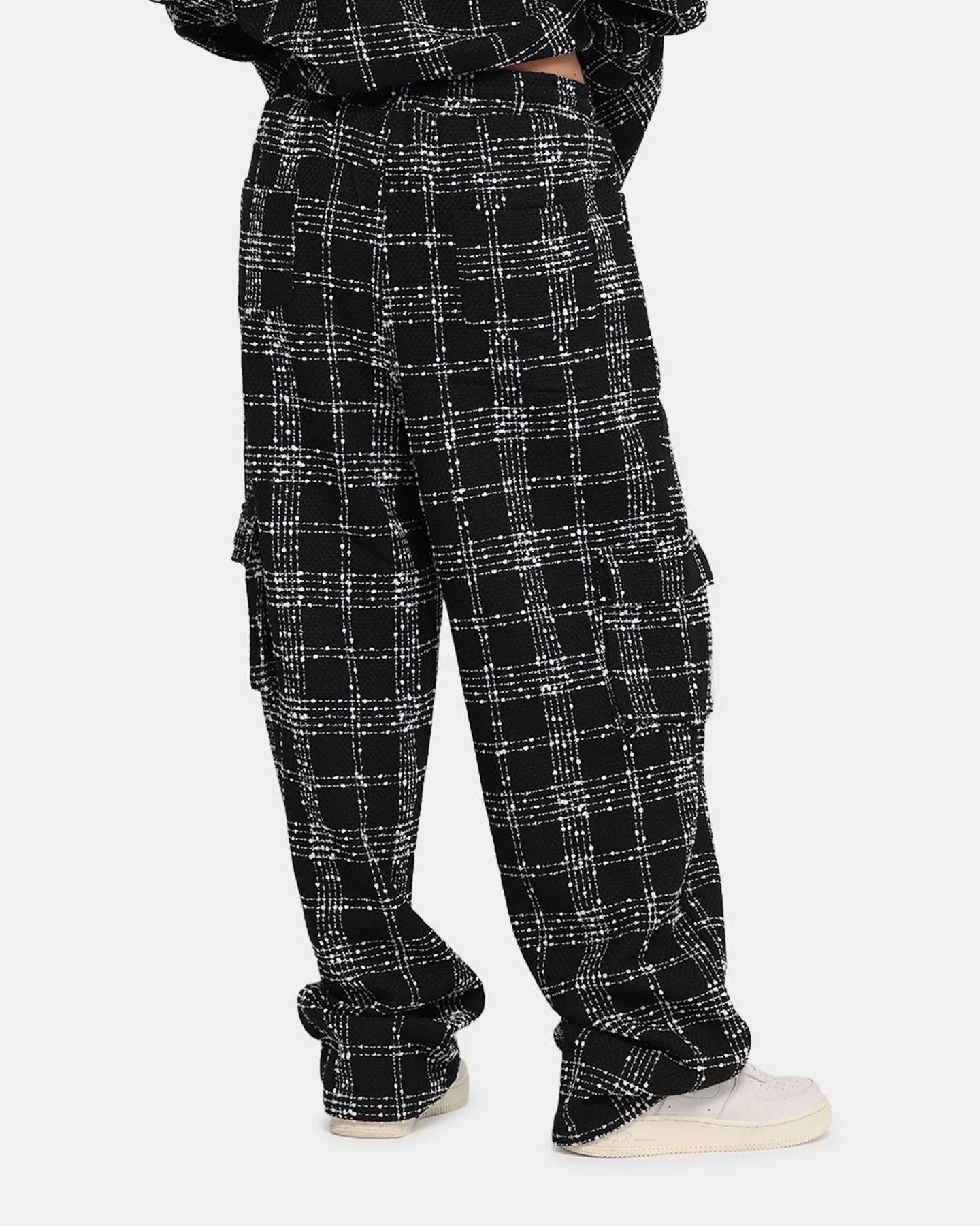 XXIII Boucle Tweed Cargo Pants Black/White Multi-way wear