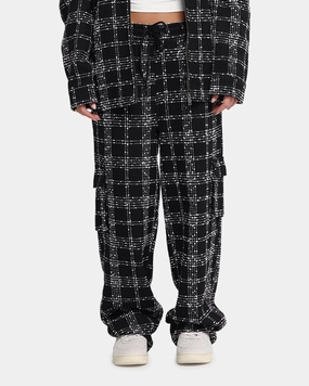 Sweat Wicking Lining Sporty Comfort XXIII Boucle Tweed Cargo Pants Black/White
