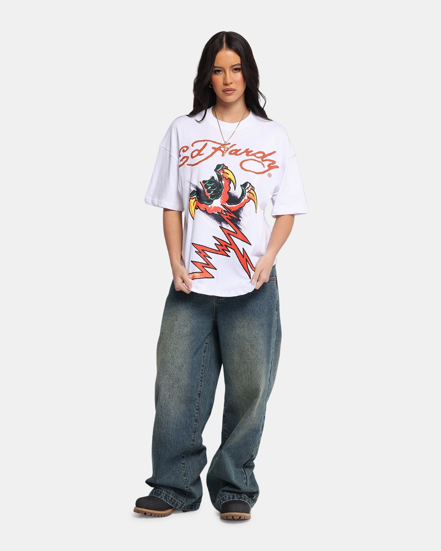 Ed Hardy Lightning T-Shirt White Minimal Comfort