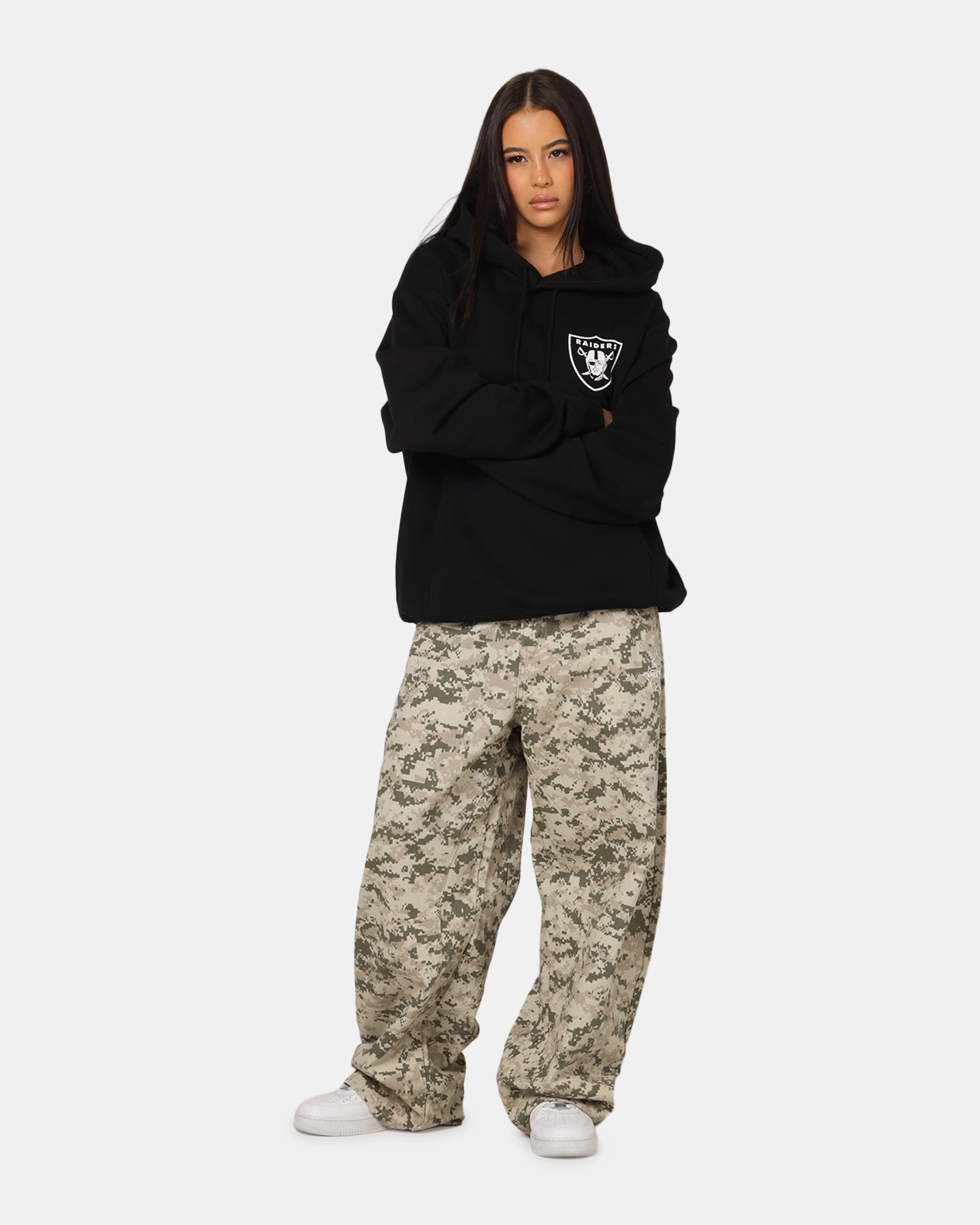 Majestic Athletic Las Vegas Raiders Champs Serial Mono Hoodie Black Durable Stitching Memory