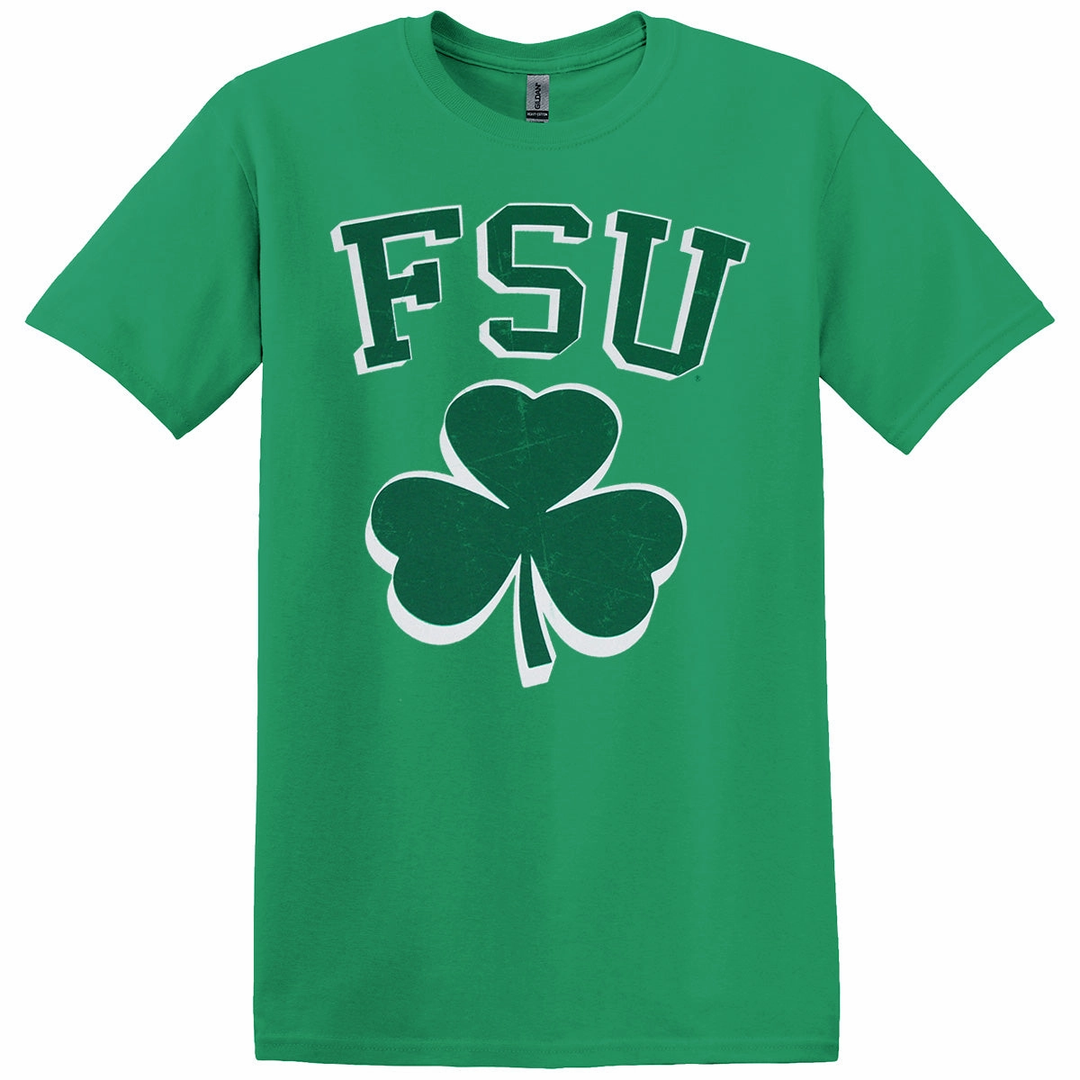 Ragz Men's FSU Shamrock Design Short Sleeve T-shirt - Kelly Green Pilling Resistant Finish