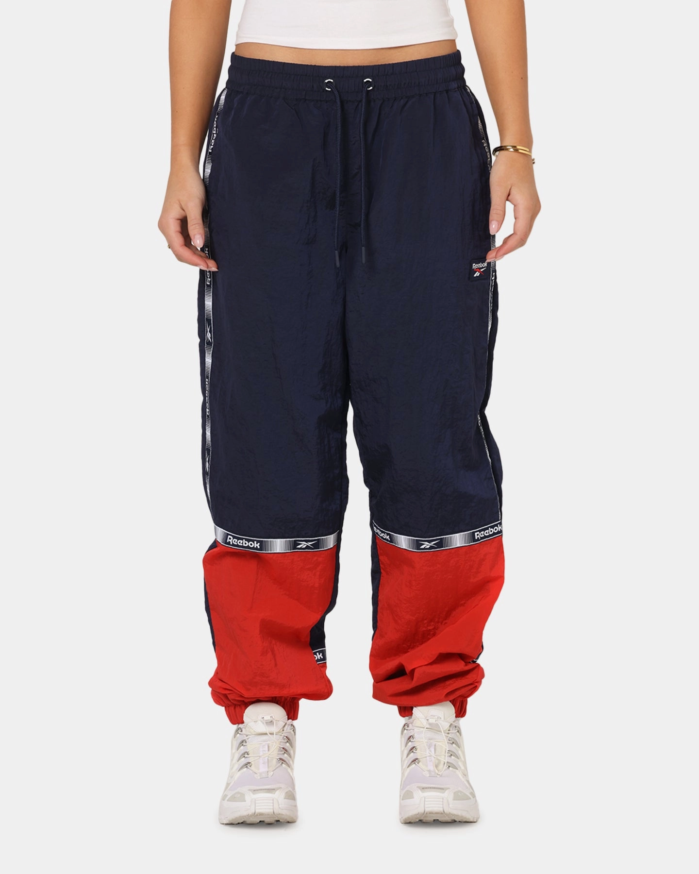 Reebok Colour Block Joggers Navy/Red Reflective Trim Options Comfort Design