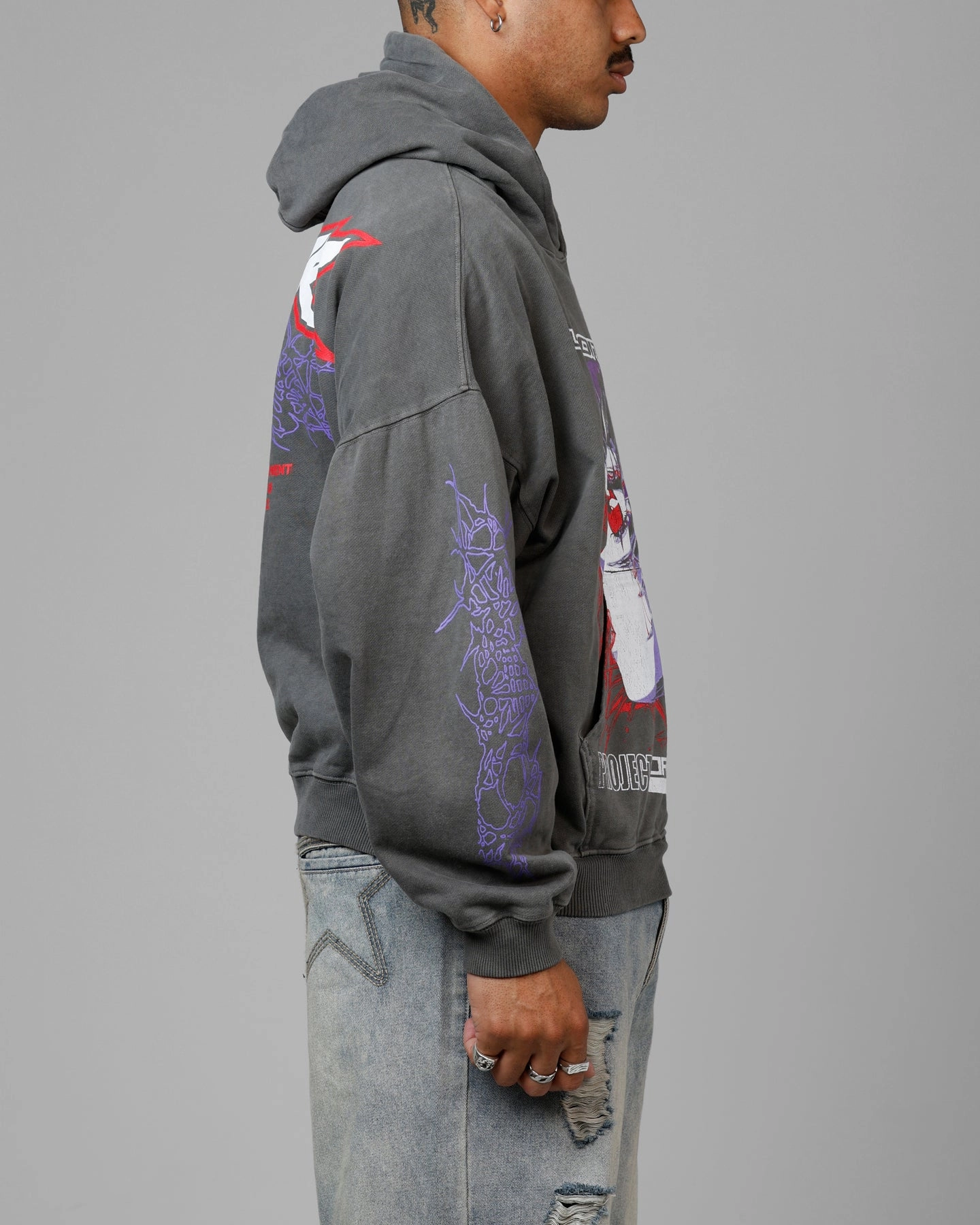 Trail Use Casual Outdoor Wear Loiter Cyberkinetics Premium Hoodie Washed Charcoal