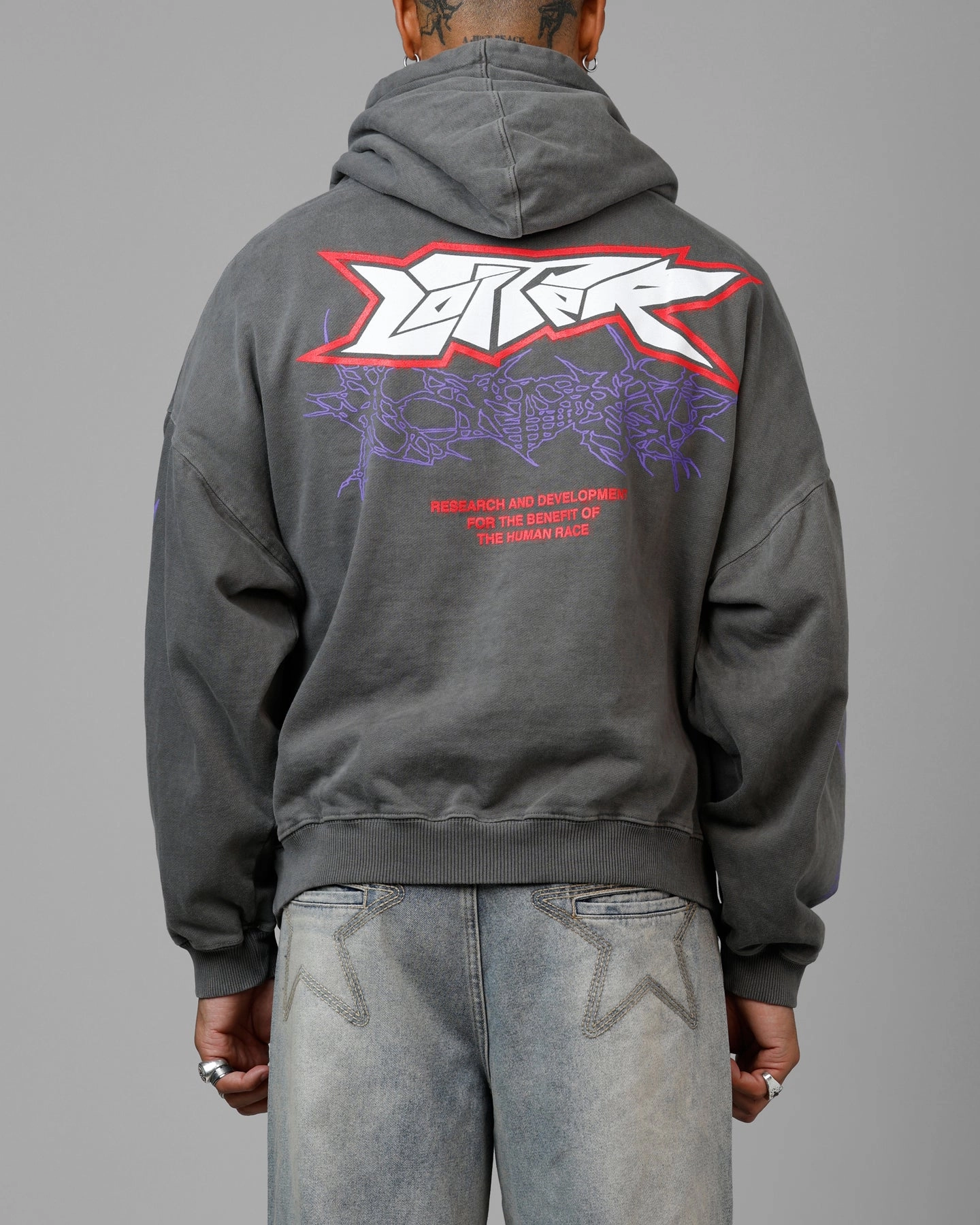 Articulated Seams Waterproof Outerwear Loiter Cyberkinetics Premium Hoodie Washed Charcoal