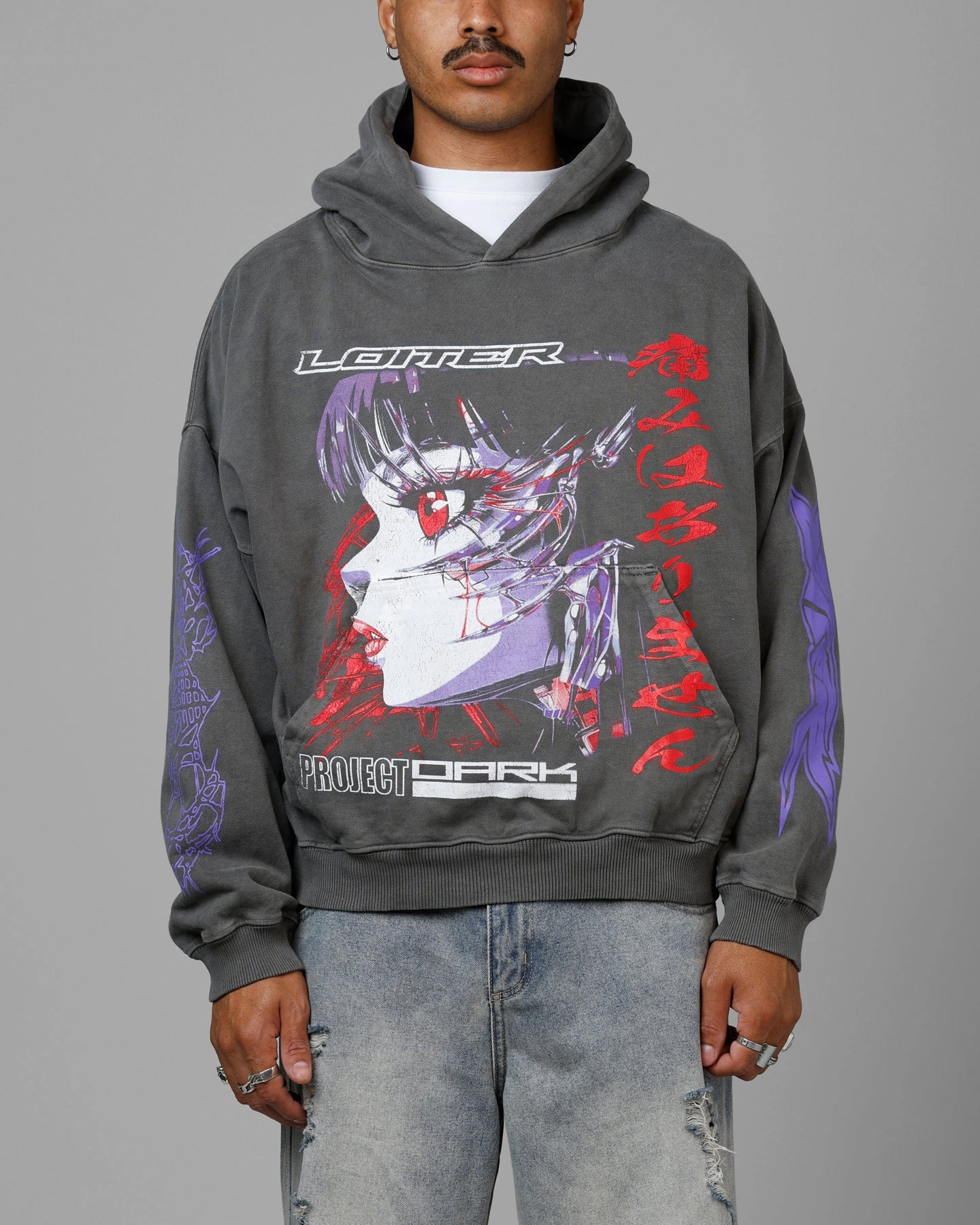 Loiter Cyberkinetics Premium Hoodie Washed Charcoal Windproof Construction