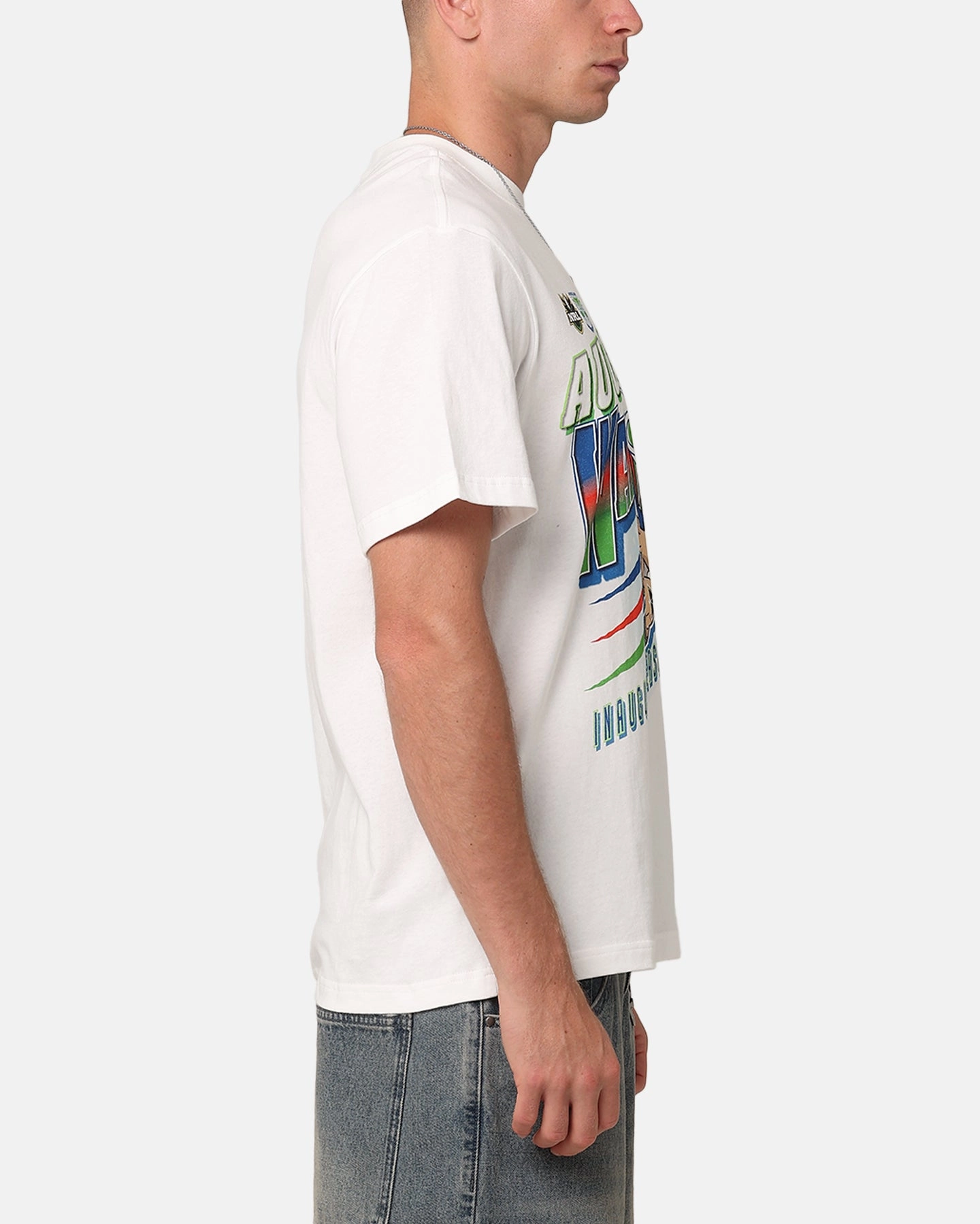 Casual Comfort Fit Mitchell & Ness Auckland Warriors 1995 Season T-Shirt Vintage White