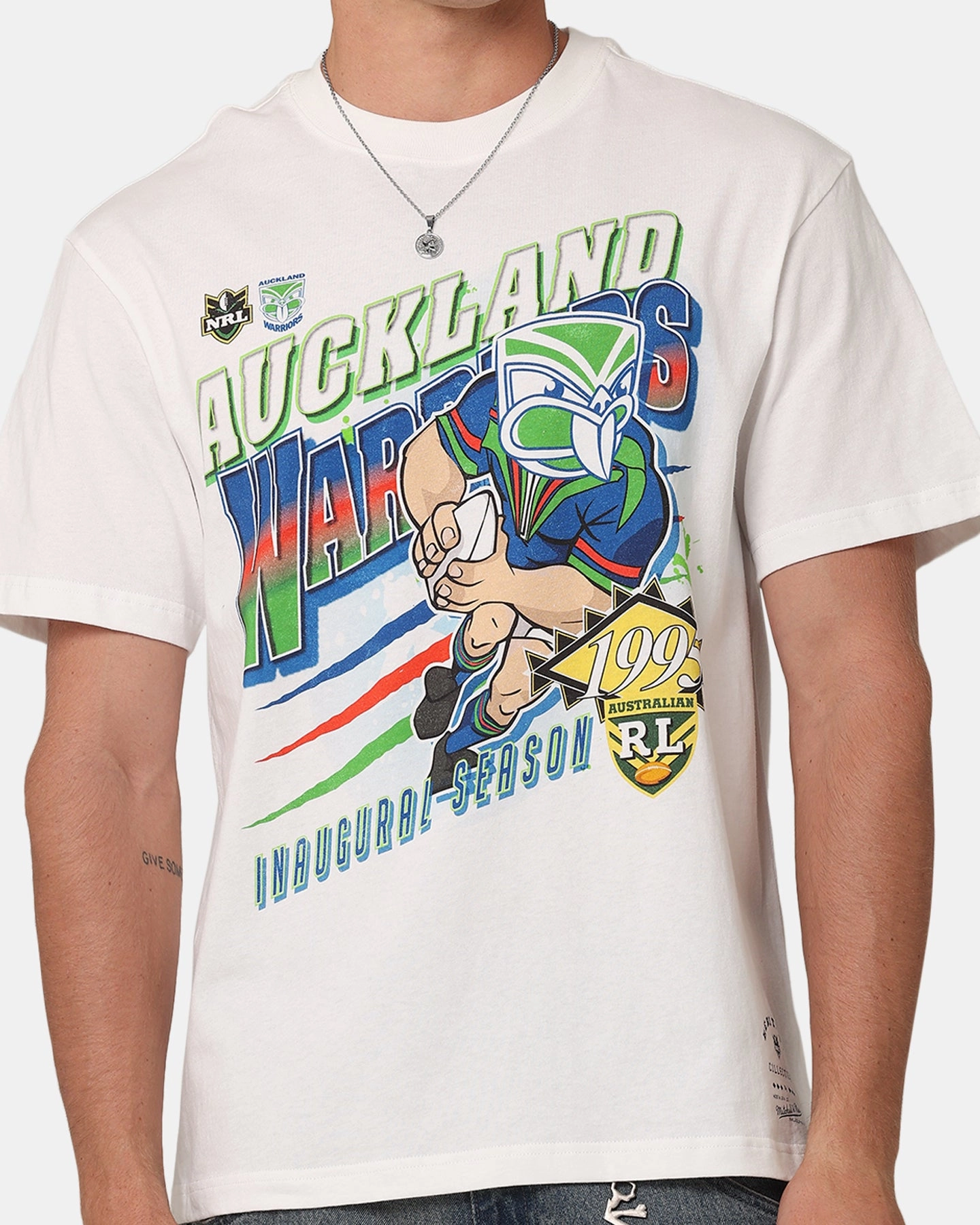 Mitchell & Ness Auckland Warriors 1995 Season T-Shirt Vintage White Fresh Trend