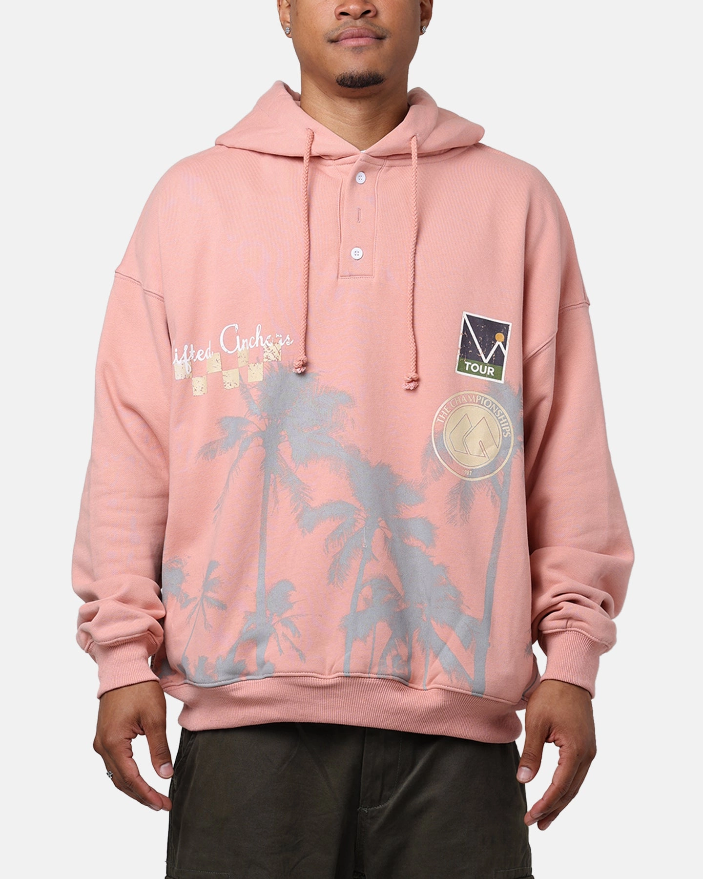 suitable for performance costumes Lifted Anchors "Wimbledon" Henley Hoodie Dust Rose