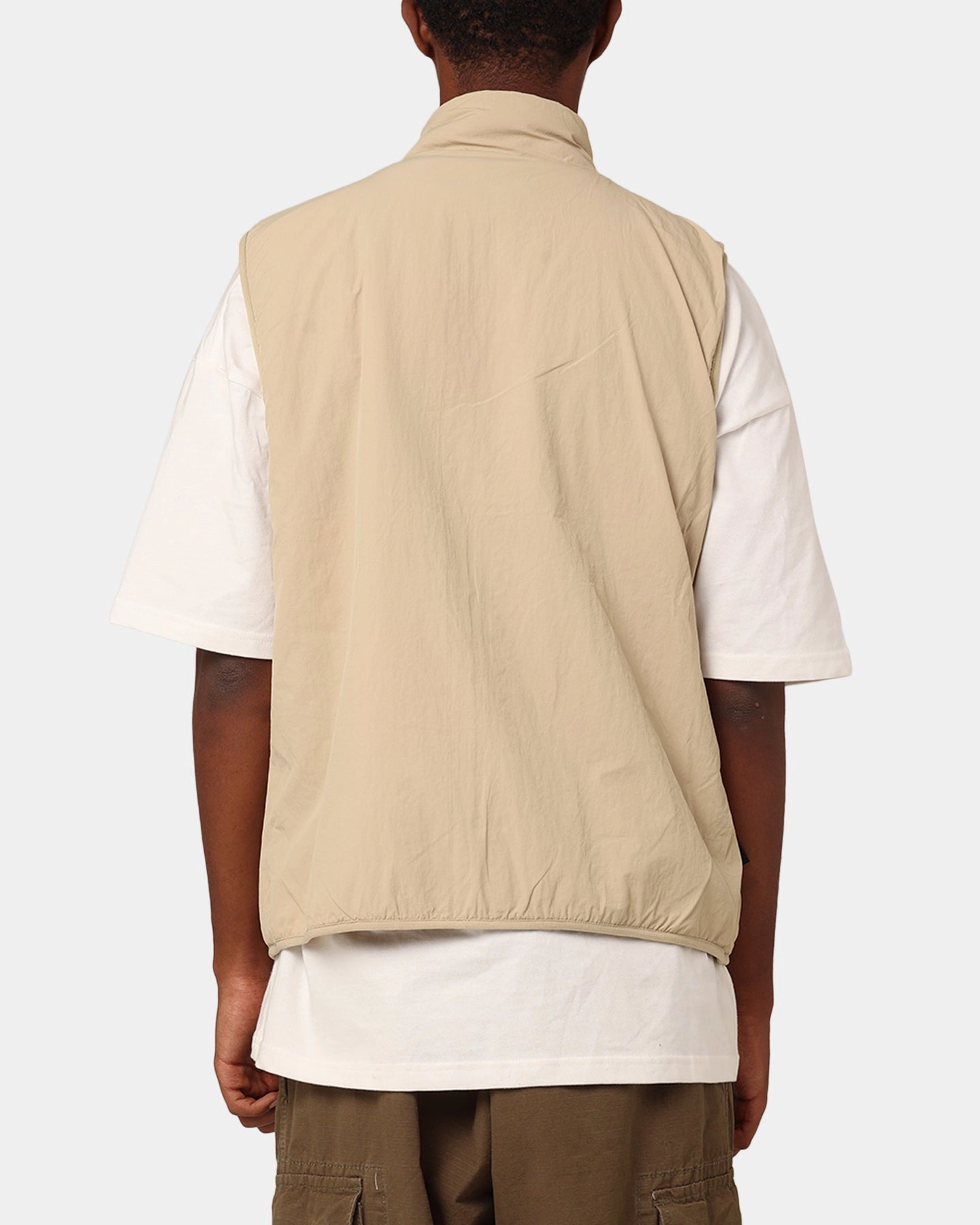 St??ssy Square Jacquard Sherpa Vest Tan Quick Zip Ticket