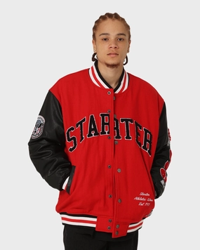 Starter Champs Arch Varsity Jacket Red/Black Purse Odor Resistant Finish