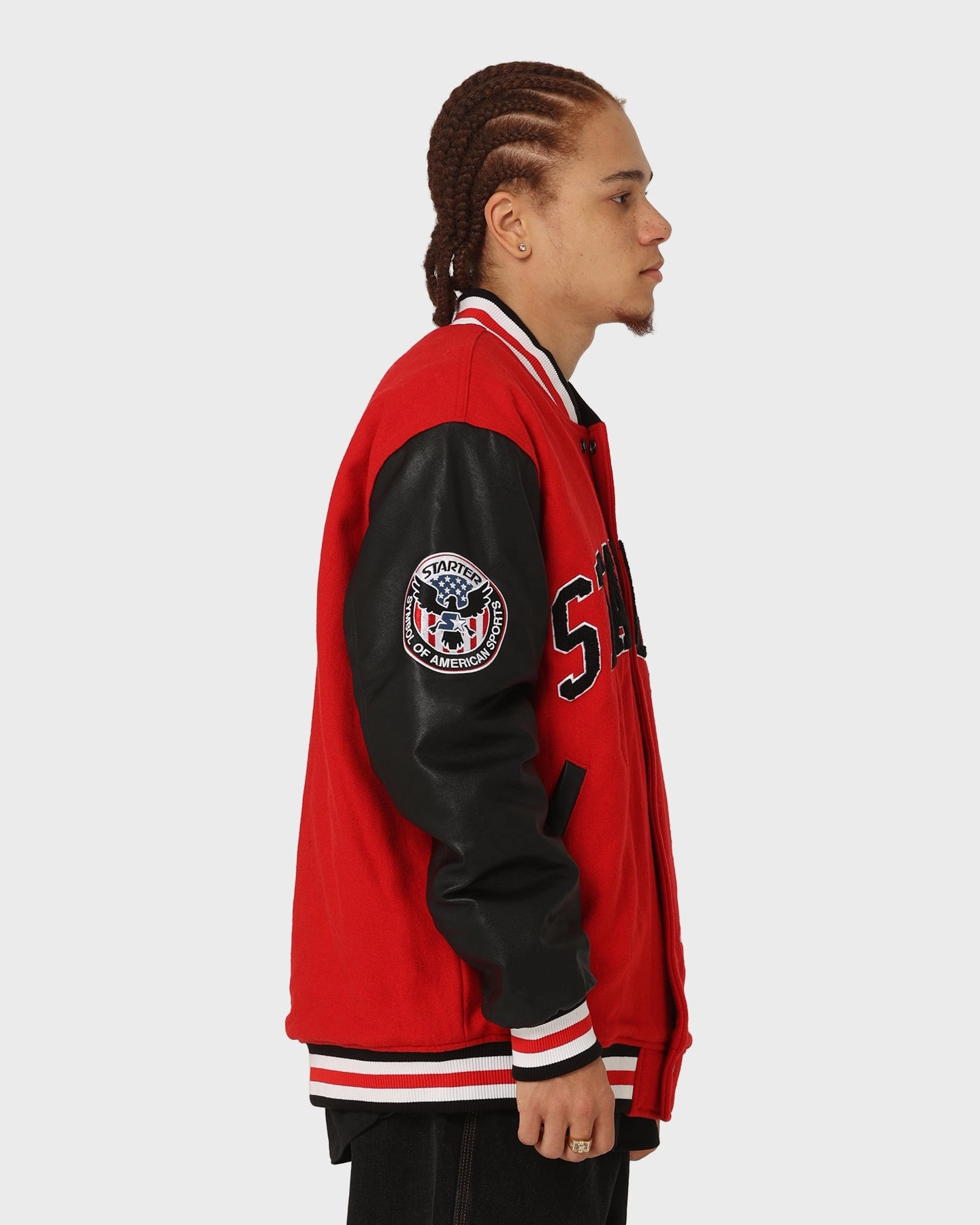 Warm Thinsulate YKK Zipper Hardware Starter Champs Arch Varsity Jacket Red/Black