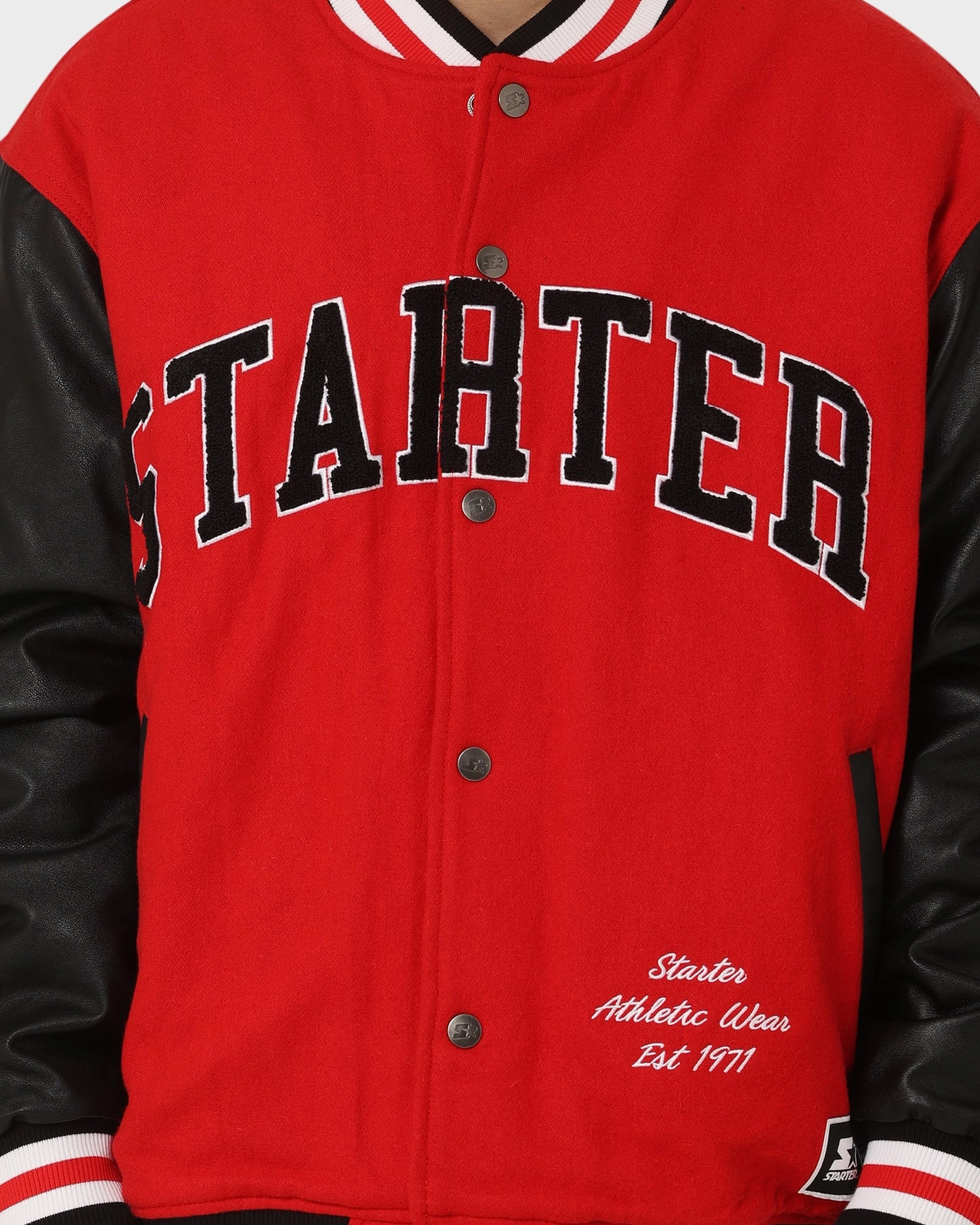 Starter Champs Arch Varsity Jacket Red/Black Black
