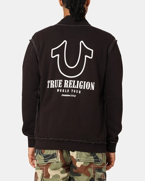 True Religion Big T Mock Neck Zip Through Jacket Jet Black Utility hypoallergenic material