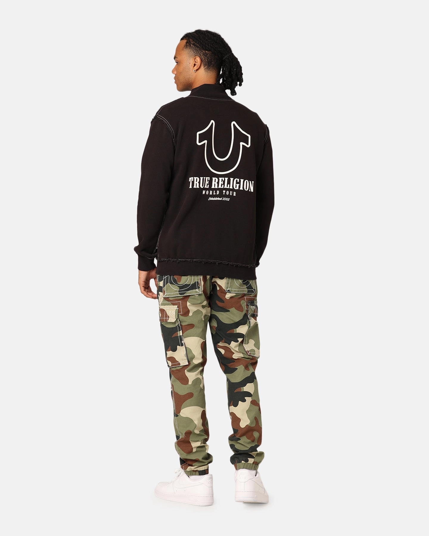 Optimize Daily Wear True Religion Big T Mock Neck Zip Through Jacket Jet Black