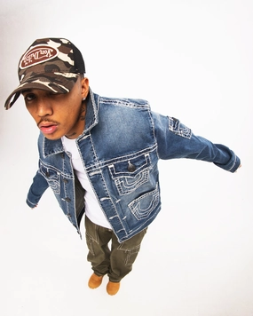 Reflective Safety Details Compression Fit True Religion Jimmy 5 Pocket Super T Jacket Mountain Laurel