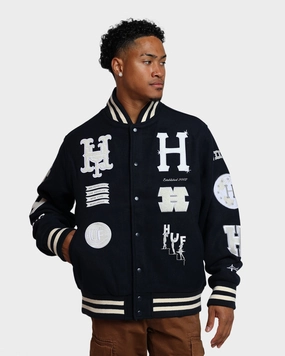 HUF 20 Year Classic H Varsity Jacket Navy Hidden Compartments
