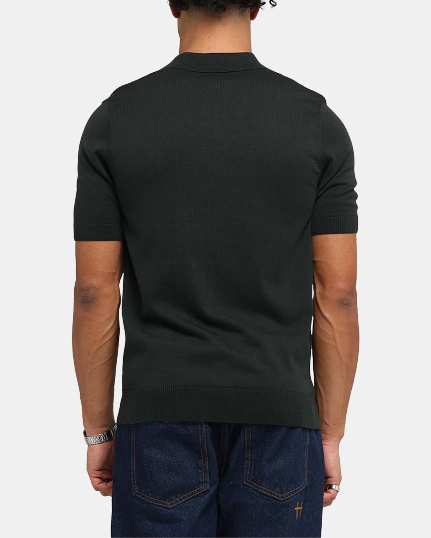 Lightweight Feel Polo Player Fred Perry Waffle Stitch Knitted Shirt Green