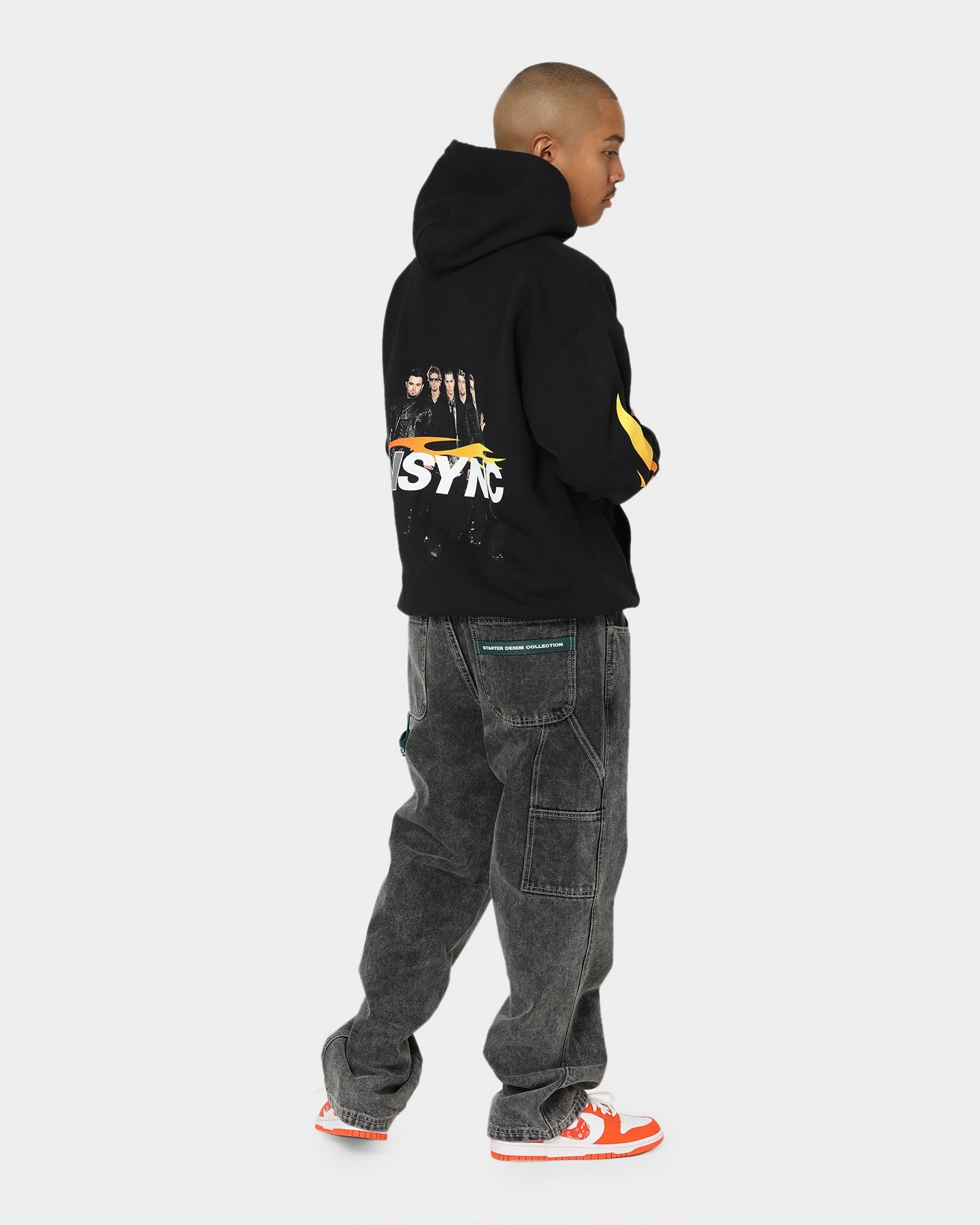 simple design Beach Wear NSYNC Flame Photo Hoodie Black