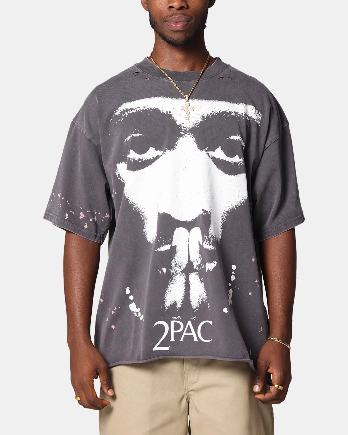 Comfortable And Versatile Tupac Blessed T-Shirt Washed Black