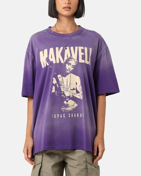 Tupac Makaveli Sunfade T-Shirt Sun Washed Blue Urban Casual