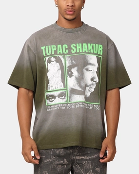 Seamless construction Tupac Never Change Sunfade T-Shirt Vintage Olive