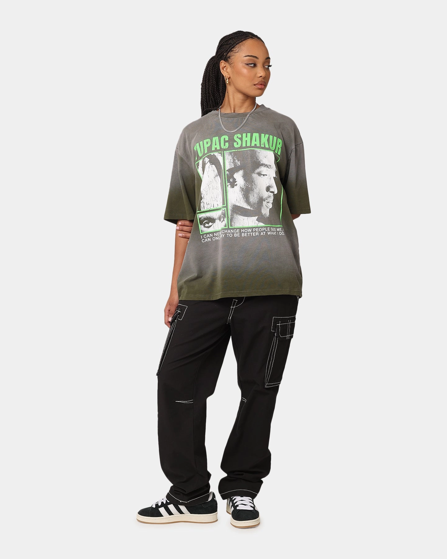 Travel Trend Structured silhouette Tupac Never Change Sunfade T-Shirt Vintage Olive