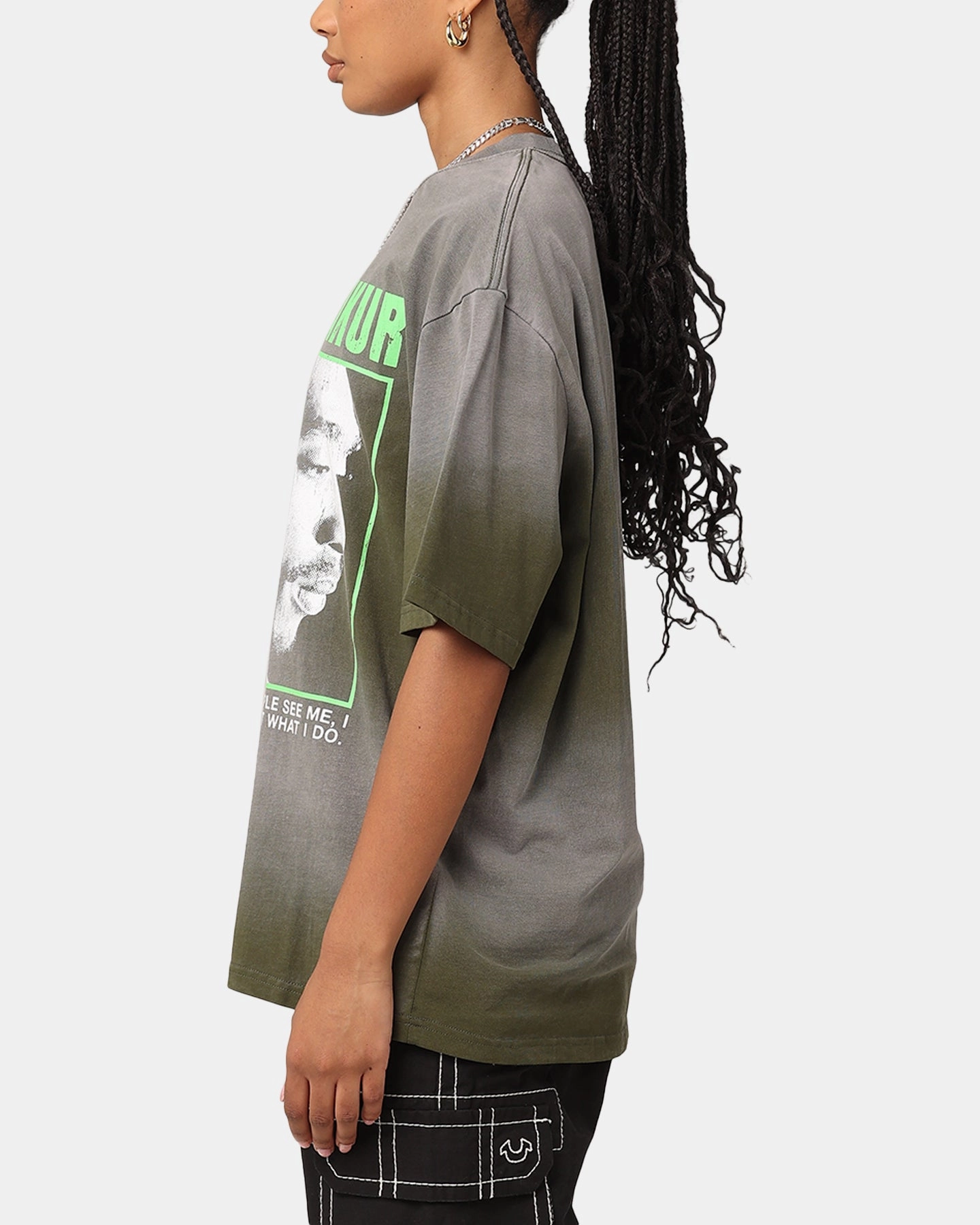 Tupac Never Change Sunfade T-Shirt Vintage Olive Layering Comfort Daily Casual