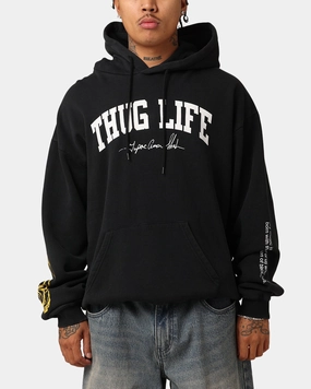 Tupac Thug Life Rose Hoodie Washed Black Static Resistant