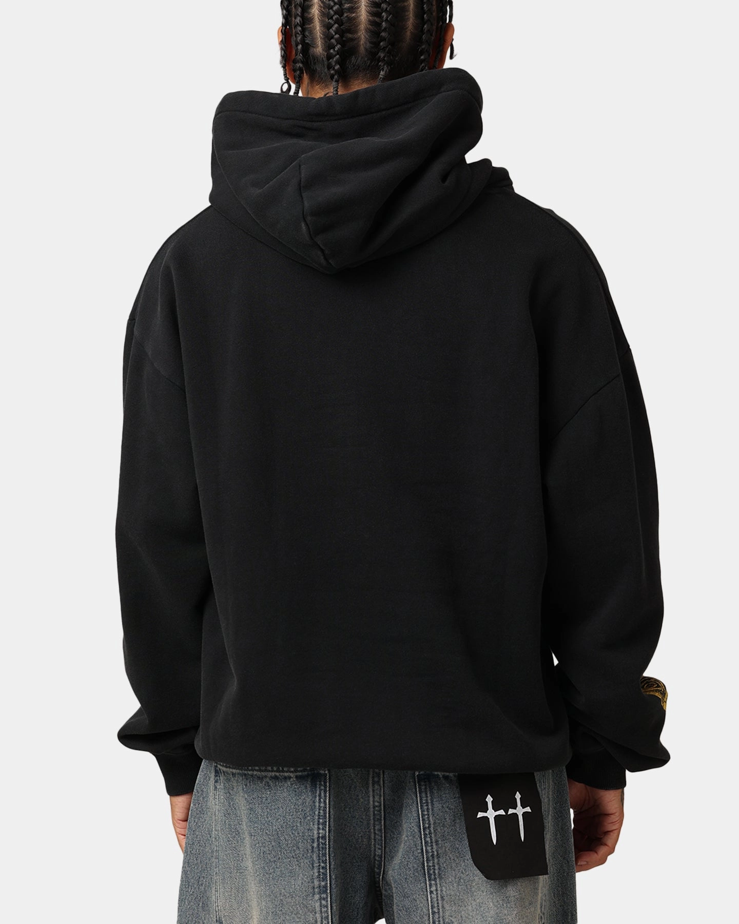 Tupac Thug Life Rose Hoodie Washed Black Oversized