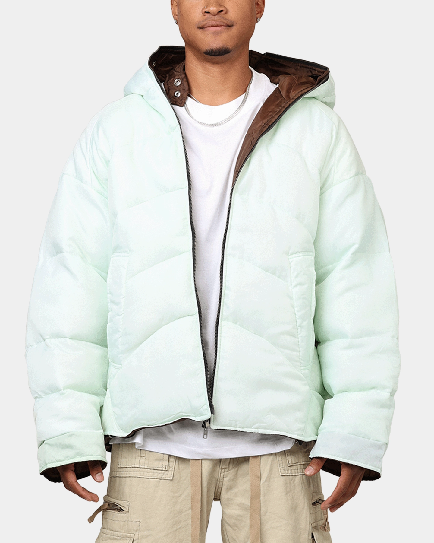 Receipt MNML Reversible Full Zip Puffer Jacket Mint