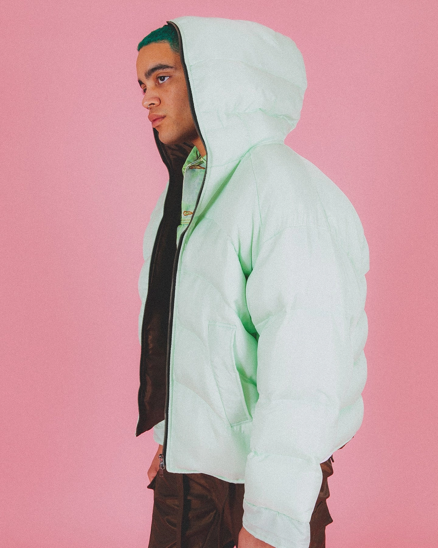 Express Easy Protection MNML Reversible Full Zip Puffer Jacket Mint