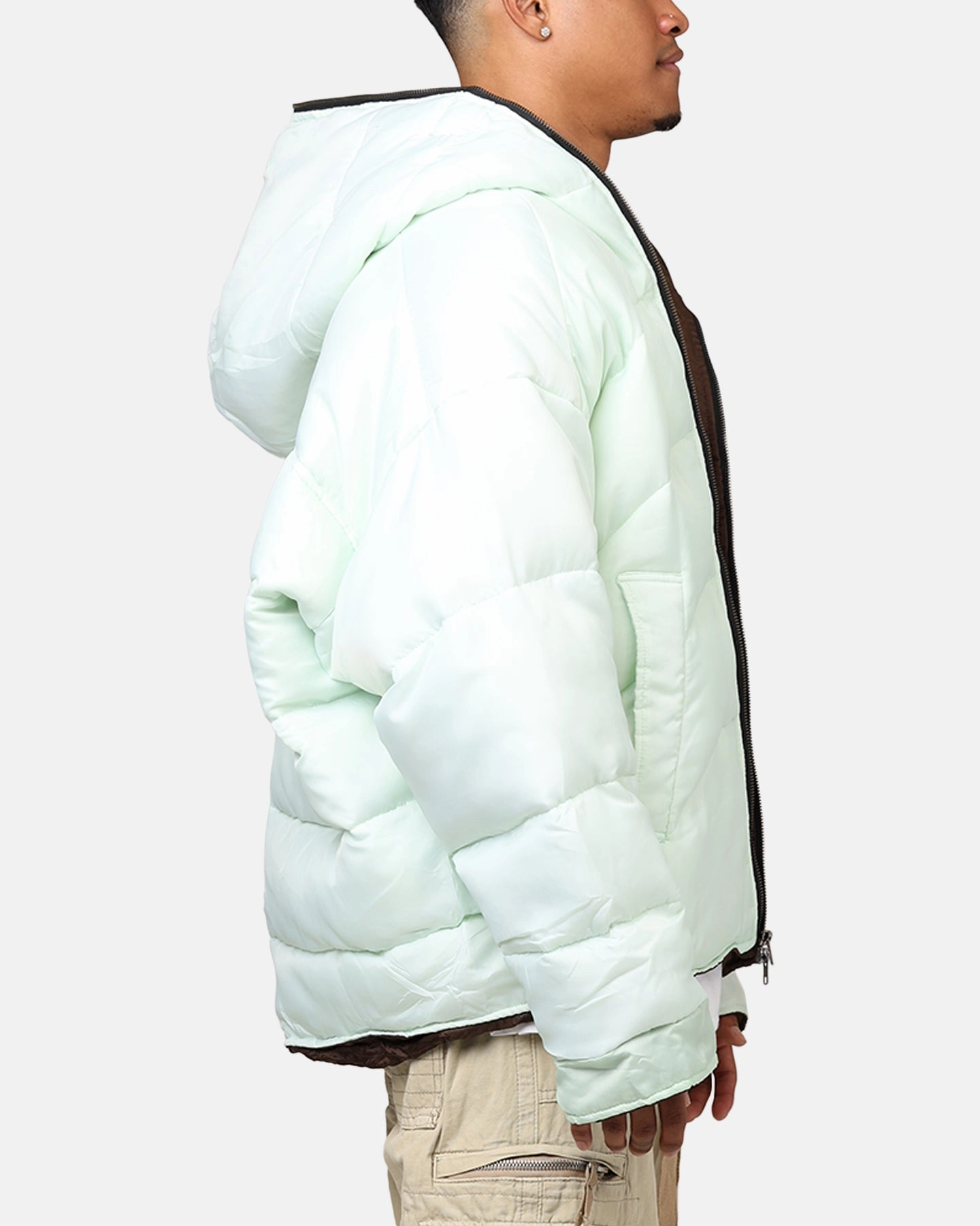 NoiseReduced Closure System MNML Reversible Full Zip Puffer Jacket Mint