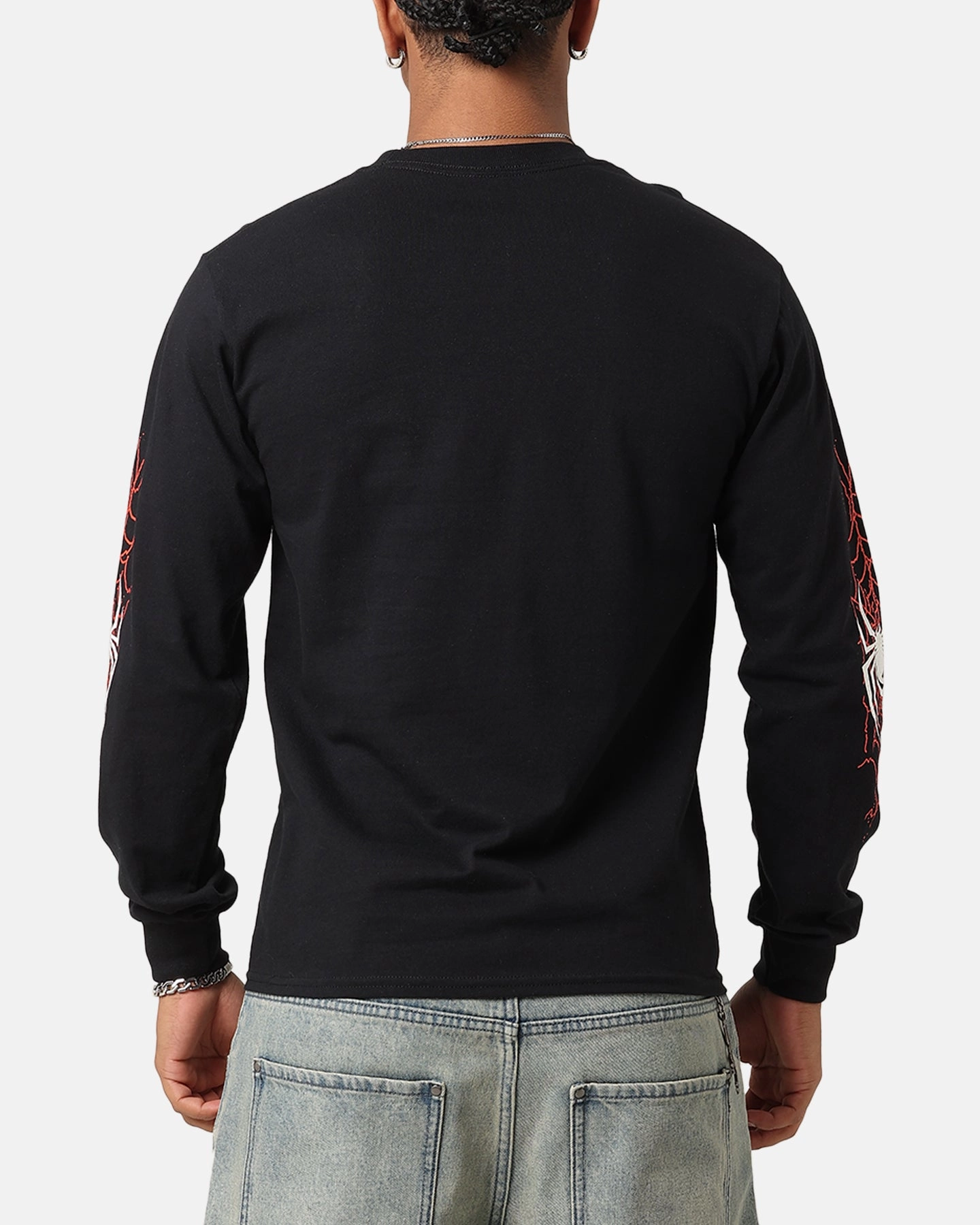 fade resistant color Double Stitched Hem Goat Crew Marvel Spider-Man Y2K Miles Long Sleeve T-Shirt Black