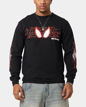 Round neck simplicity Goat Crew Marvel Spider-Man Y2K Miles Long Sleeve T-Shirt Black