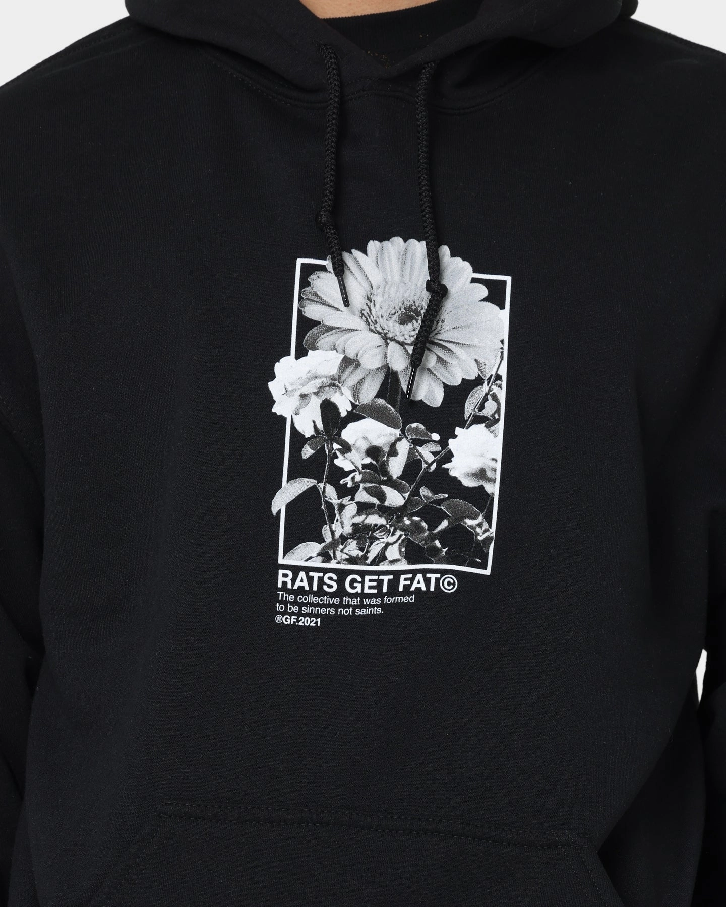 Rats Get Fat Paint Flower Hoodie Black Transform