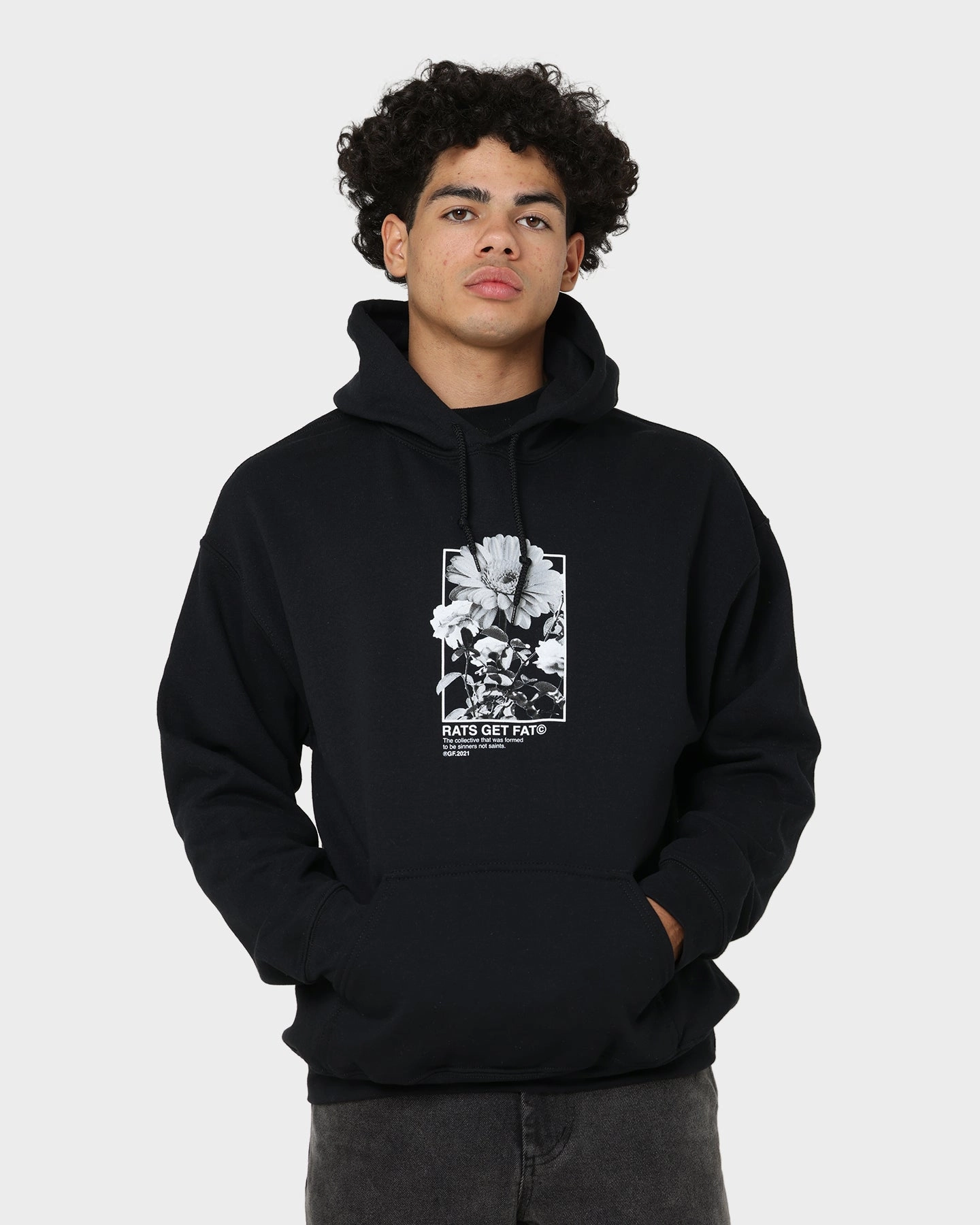 Biker Rats Get Fat Paint Flower Hoodie Black