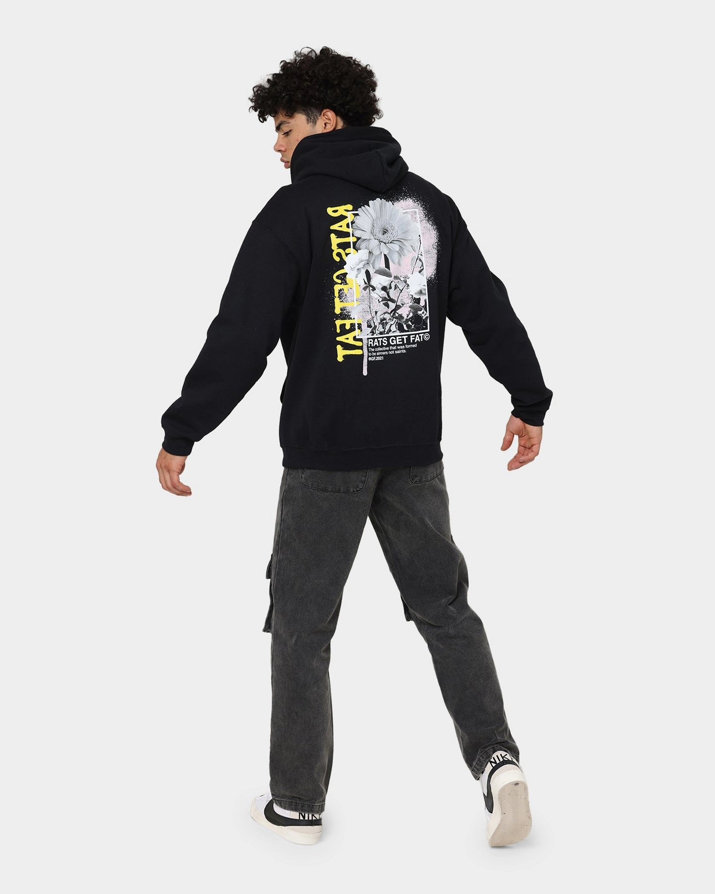 Goal Rats Get Fat Paint Flower Hoodie Black
