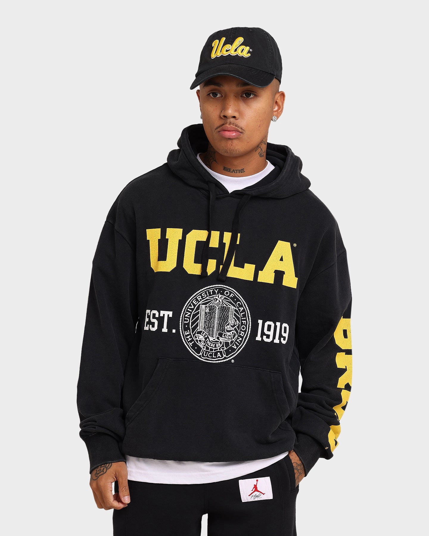 UCLA UCLA 1919 Shield Vintage Hoodie Washed Black Mix - and - Match
