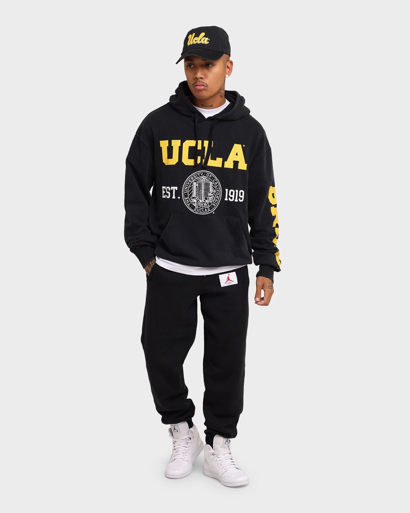 Thank UCLA UCLA 1919 Shield Vintage Hoodie Washed Black