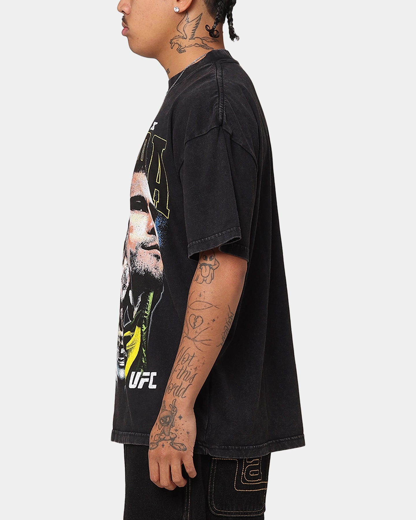 UFC By Culture Kings Alex Pereira Vintage T-Shirt Black Acidwash Street Ready Perfect Layer