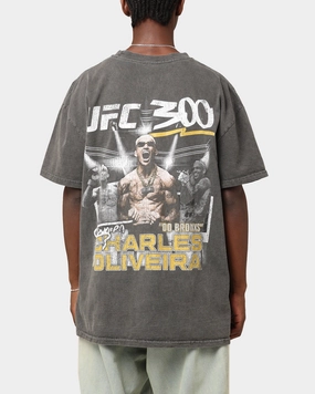 UFC By Culture Kings Charles "Do Bronxs" Oliveira 300 Heavyweight T-Shirt Black Wash Micro Perforated Fabric Comfy Wardrobe