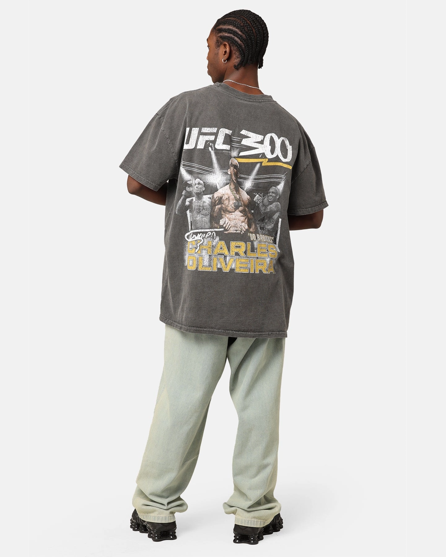 UFC By Culture Kings Charles "Do Bronxs" Oliveira 300 Heavyweight T-Shirt Black Wash No Shrink Fabric EcoConscious Processing