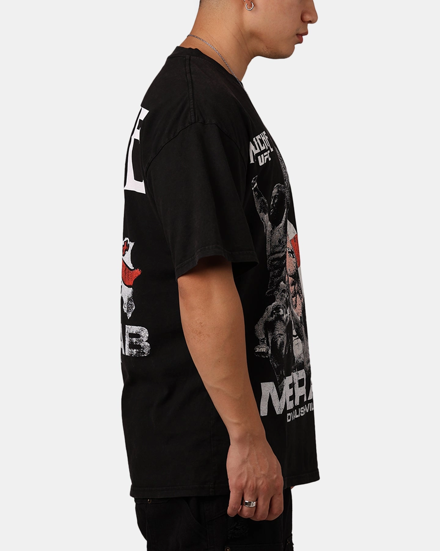 Timeless Design Street Fashion UFC By Culture Kings Merab Dvalishvili Noche T-Shirt Black Acidwash