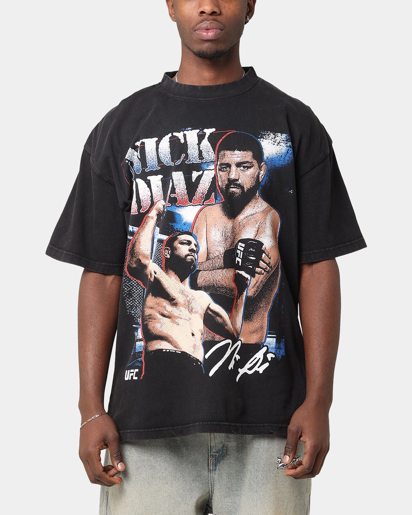 Comfortable And Trendy RelaxedFit UFC By Culture Kings Nick Diaz Vintage T-Shirt Black Acidwash