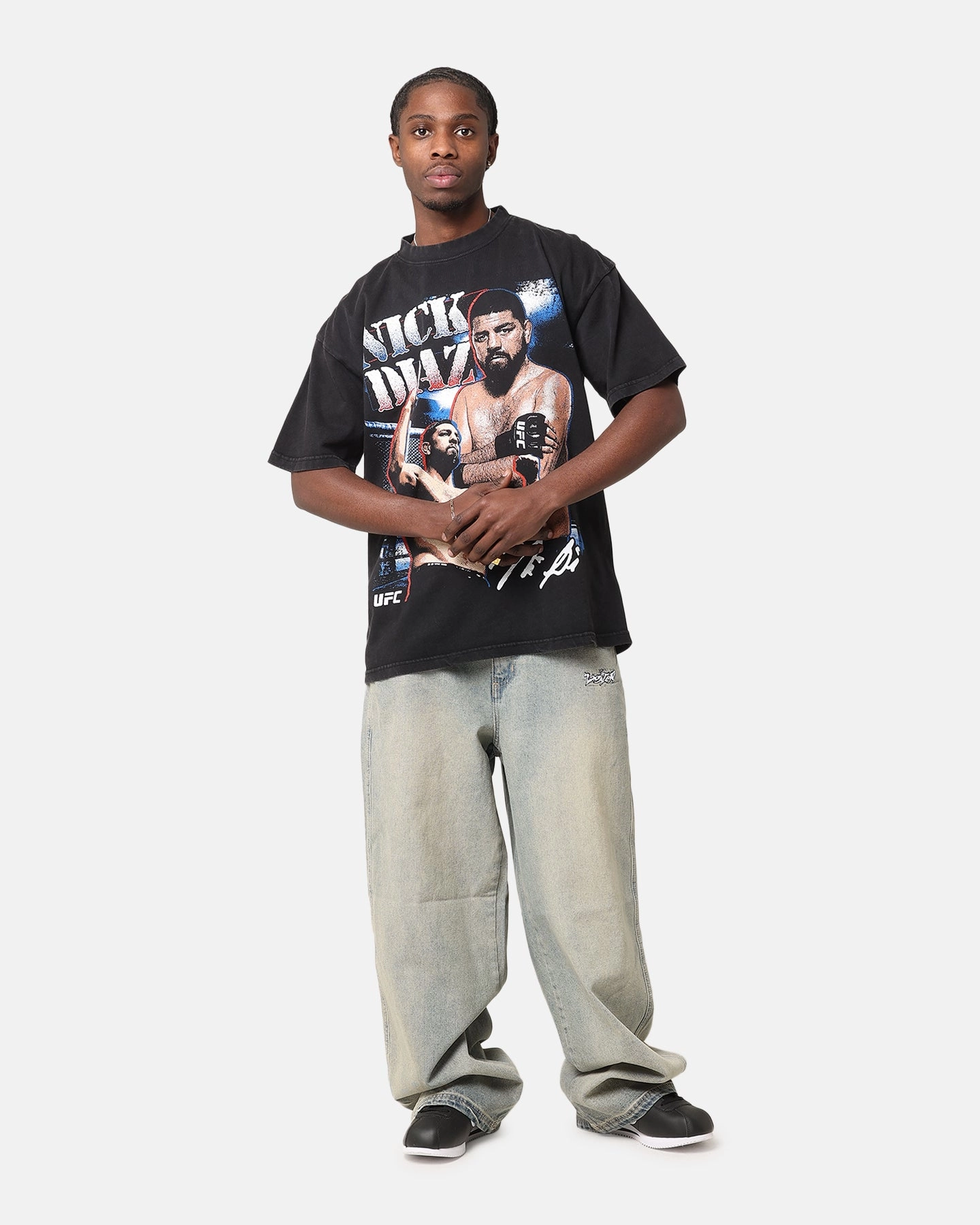 TaglessDesign Casual Style Wear UFC By Culture Kings Nick Diaz Vintage T-Shirt Black Acidwash
