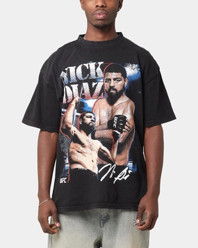 Comfortable And Trendy RelaxedFit UFC By Culture Kings Nick Diaz Vintage T-Shirt Black Acidwash
