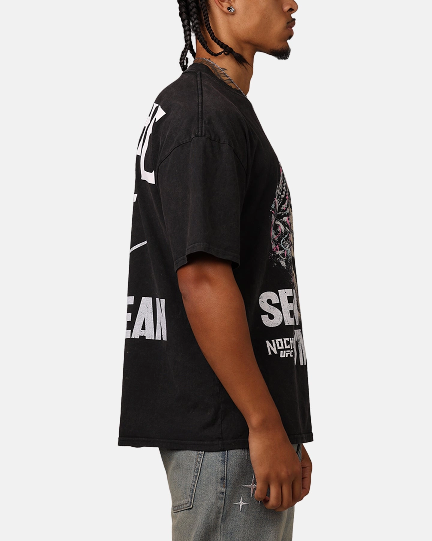 Classic timelessness Casual Fashion UFC By Culture Kings Suga Sean O'Malley Noche T-Shirt Black Acidwash