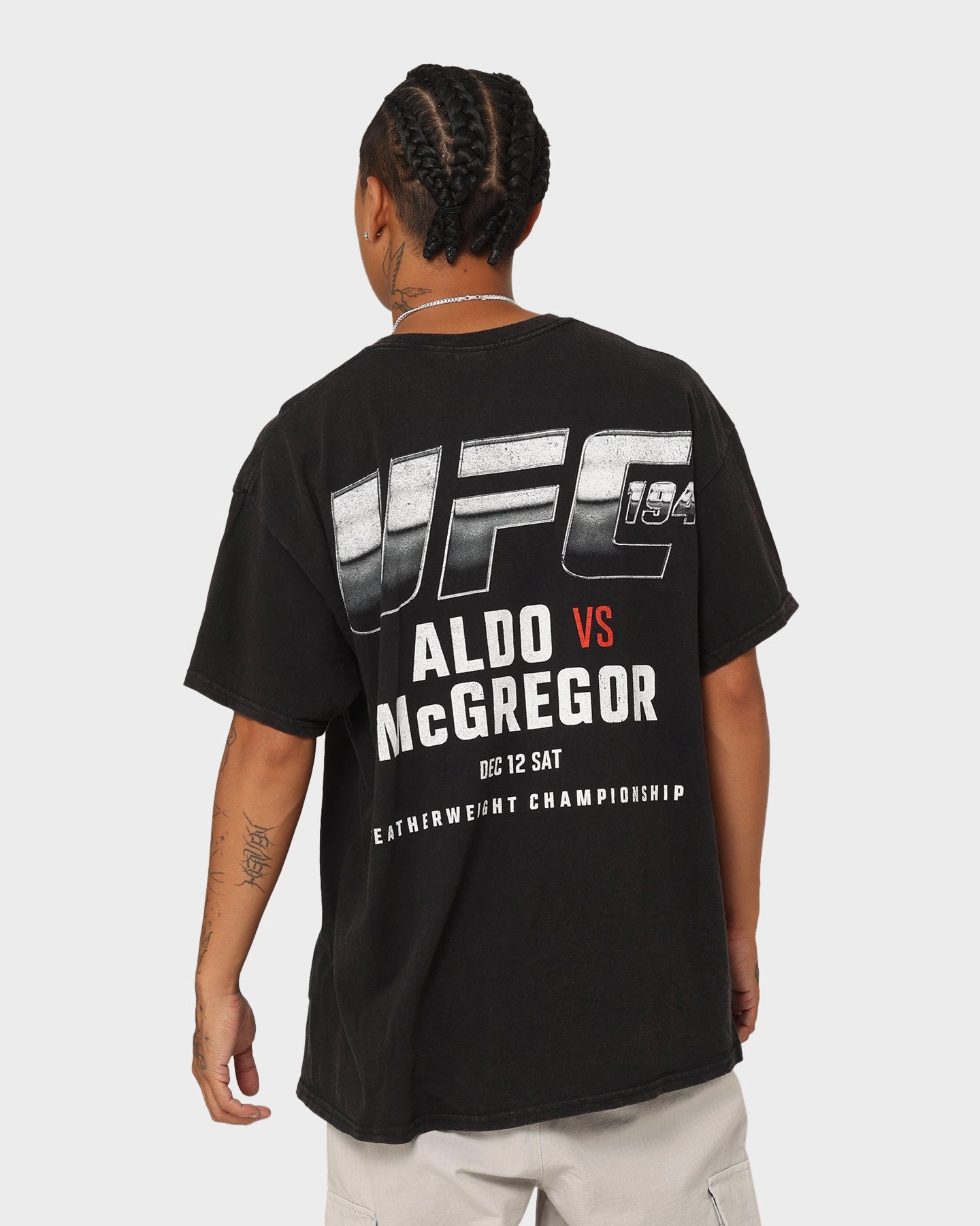 UFC By Goat Crew 194 Card Vintage T-Shirt Black Wash All-Season Comfort Non Irritating Tags