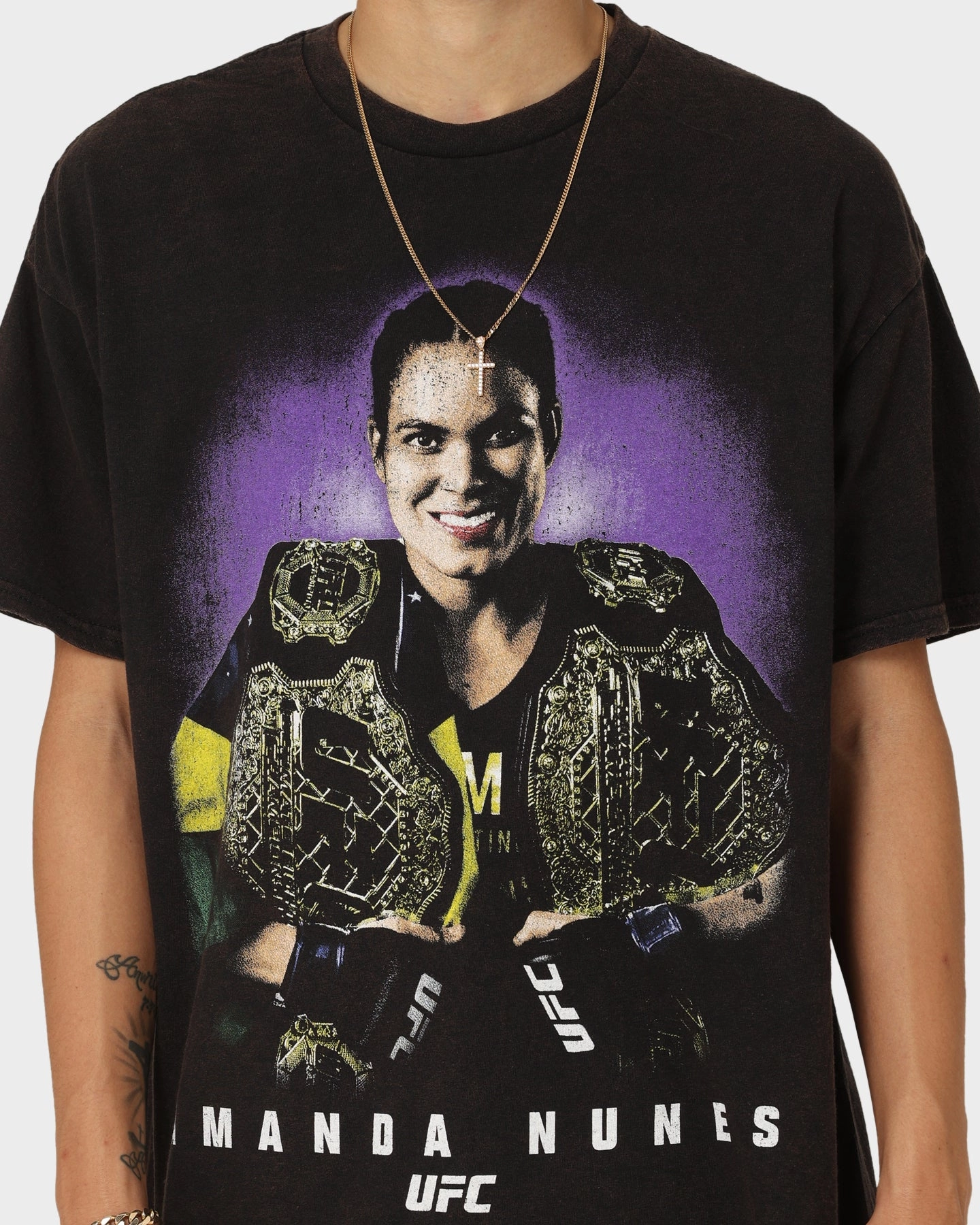 UFC By Goat Crew Amanda Nunes Vintage T-Shirt Black Wash Simple Comfort Wear Cozy Comfort Look