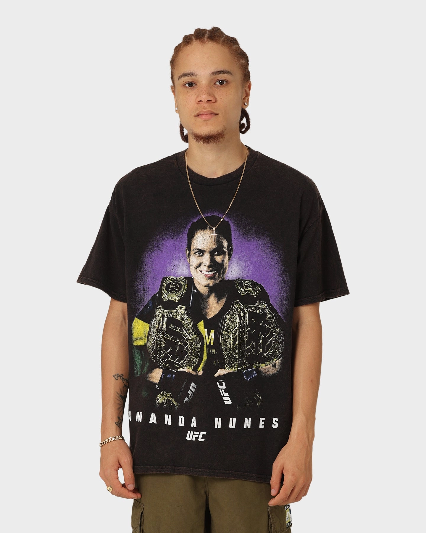 UFC By Goat Crew Amanda Nunes Vintage T-Shirt Black Wash Non Irritating Collar
